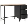 vidaXL Single Pedestal Desk Black and natural wood Solid firwood, Steel