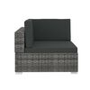 vidaXL Patio Sofa Grey poly rattan, Dark grey cushions