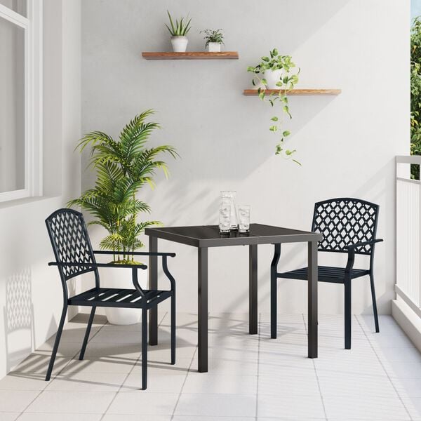 vidaXL Garden Dining Set 7 pcs Anthracite Powder-Coated Steel