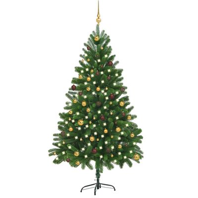 vidaXL Artificial Pre-lit Christmas Tree with Ball Set 82.7" Green