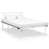vidaXL Bed Frame White Powder-coated metal, plywood Full Durable