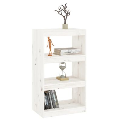vidaXL Book Cabinet/Room Divider White 23.6"x11.8"x40.7" Solid Wood Pine