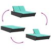 vidaXL Double Sun Lounger with Cushions Black Poly Rattan