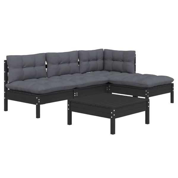 vidaXL Garden Lounge Set Black, Anthracite