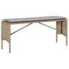vidaXL 3 Piece Patio Dining Set with Cushions Beige Poly Rattan
