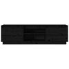 vidaXL TV Cabinet Black Solid Pine Wood Medium TV Cabinet Rectangular