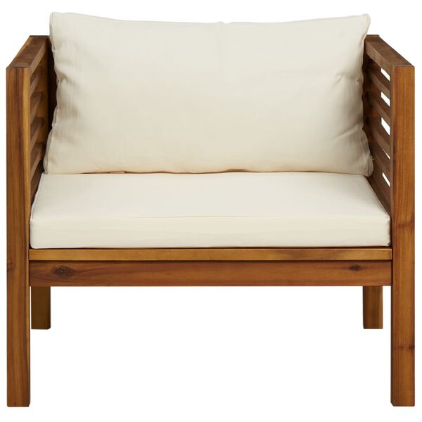 vidaXL Garden Chair Cream White, Natural Wood