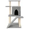 vidaXL Cat Tree Light grey Engineered wood, Plush, Sisal 38.2 in, Medium