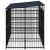 vidaXL Dog Kennel Black Powder-coated steel 79.3 sq ft Durable