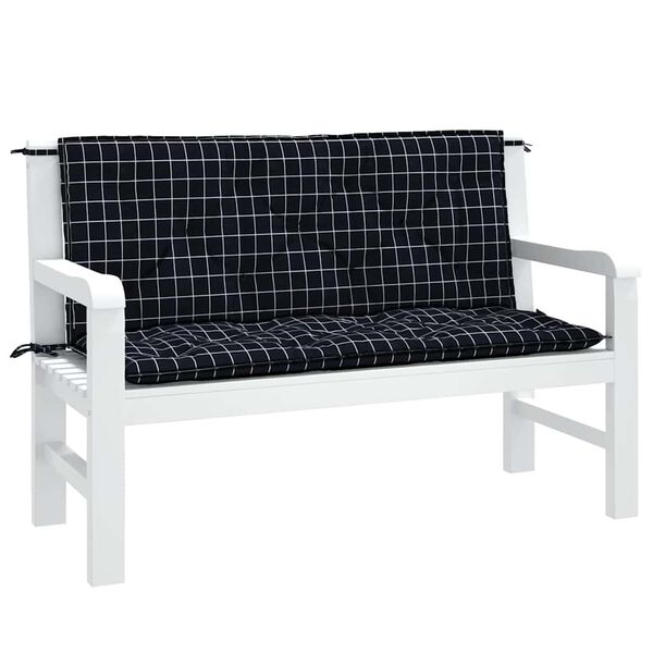 vidaXL Garden Bench Cushion Set of 2 Black and white check Oxford fabric