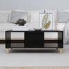 vidaXL Coffee Table Black Engineered wood, Solid eucalyptus wood Medium
