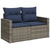 vidaXL Patio Sofa with Cushions 2-Seater Gray Poly Rattan