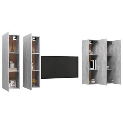 vidaXL TV Cabinets 4 pcs Concrete Gray 12"x11.8"x43.3" Chipboard