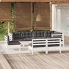 vidaXL Garden Lounge Set White, Anthracite Solid pinewood, 100% polyester