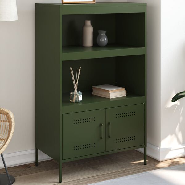 vidaXL Highboard Olive green Steel Medium Highboard Rectangular