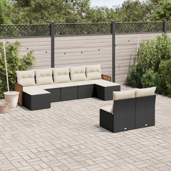 vidaXL Garden Sofa Set Black, Cream White
