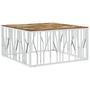 vidaXL Coffee Table Silver Stainless steel 39.4 in x 39.4 in x 19.7 in
