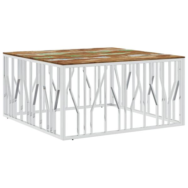vidaXL Coffee Table Silver Stainless steel 39.4 in x 39.4 in x 19.7 in