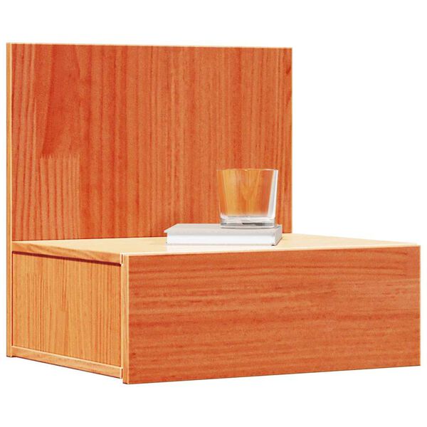 vidaXL Bedside Table with Drawer Wax Brown 16.54 x 12.80 x 15.75 in