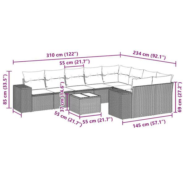vidaXL Garden Sofa Set Black, Cream white