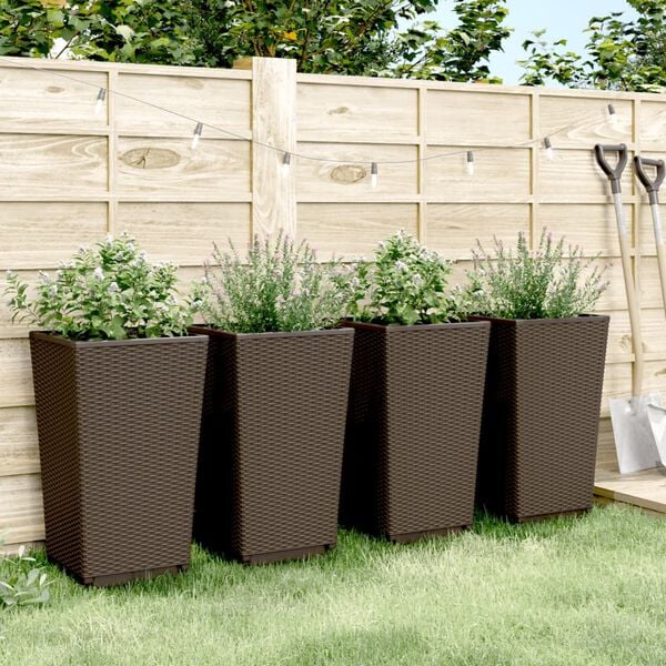 vidaXL Garden Planter Set of 4 Brown Polypropylene Medium