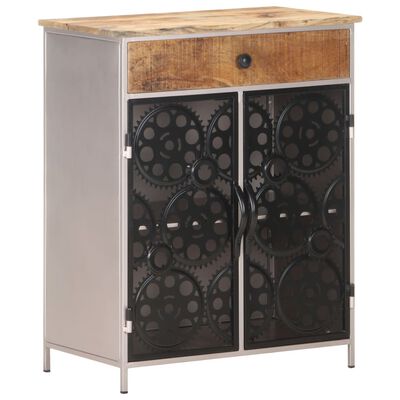 vidaXL Sideboard 23.6"x13.8"x29.5" Rough Mango Wood & Iron