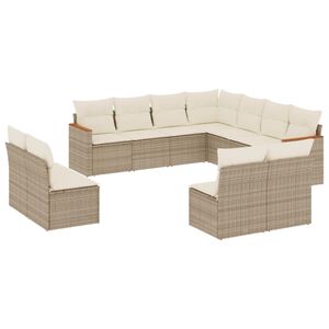 vidaXL Garden Sofa Set Beige PE rattan Modular Garden Sofa Set