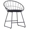 vidaXL Dining Chair Set of 2 Black Powder-coated steel and faux leather