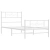 vidaXL Bed Frame White Steel Single Modern Bed Frame Rectangular