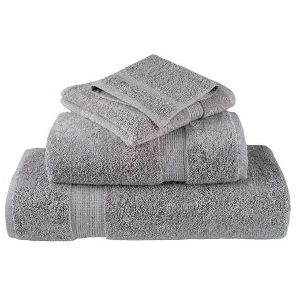 vidaXL Soap Towel Set of 2 Grey 100% Ring-Spun Cotton 11.8x11.8in