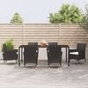 vidaXL 7 Piece Patio Dining Set with Cushions Black Poly Rattan