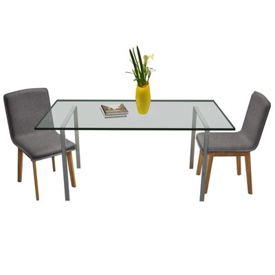 vidaXL Dining Chairs 2 pcs Dark Gray Fabric and Solid Oak Wood
