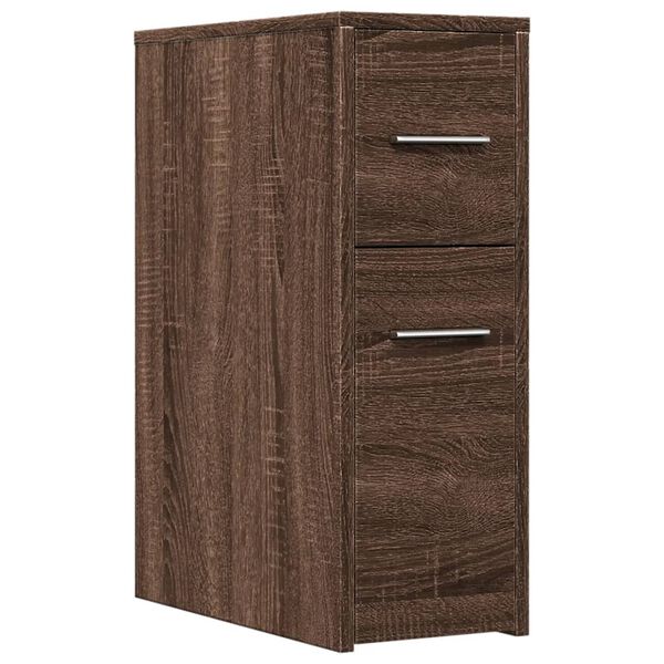 vidaXL Narrow Bathroom Cupboard Brown Oak Engineered Wood Narrow