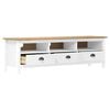 vidaXL TV Cabinet White and honey brown Solid pine wood 62.2 in wide
