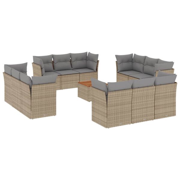 vidaXL Garden Sofa Set Beige Poly Rattan Large Modular Garden Sofa Set