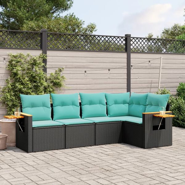 vidaXL Patio Sofa Set Black, Blue