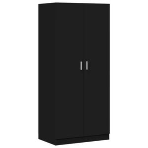 vidaXL Wardrobe Black Engineered wood Compact Wardrobe Rectangular