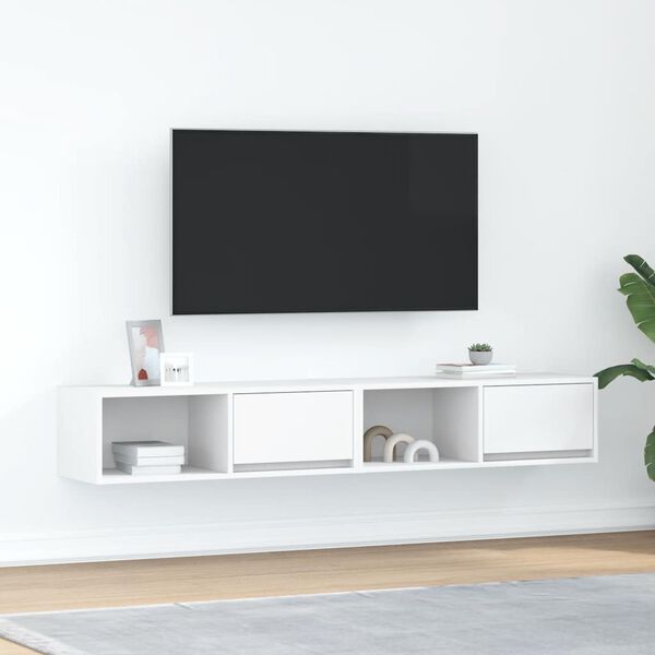 vidaXL TV Cabinet Set of 2 White Engineered wood 31.5 x 12.2 x 10.0 in