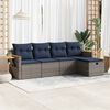 vidaXL 5 Piece Patio Sofa Set with Cushions Gray Poly Rattan
