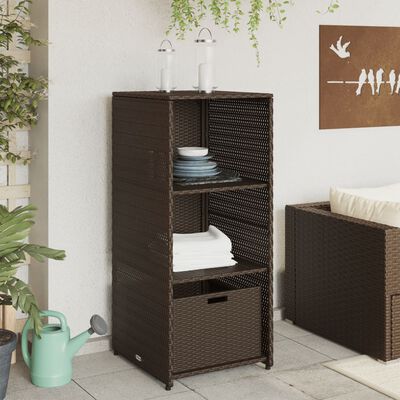 vidaXL Patio Storage Cabinet Brown 19.7"x21.7"x45.3" Poly Rattan