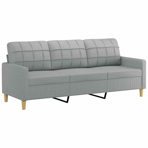 vidaXL 3-seater Sofa Light Grey Fabric (100% polyester), metal, textilene