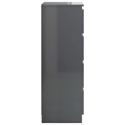vidaXL Sideboard High Gloss Gray 23.6"x13.8"x38.8" Engineered Wood