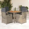 vidaXL Garden Dining Set Gray Poly rattan Standard Adjustable Footrests