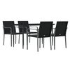 vidaXL Garden Dining Set Black Poly Rattan, Steel, Tempered Glass, Polyester