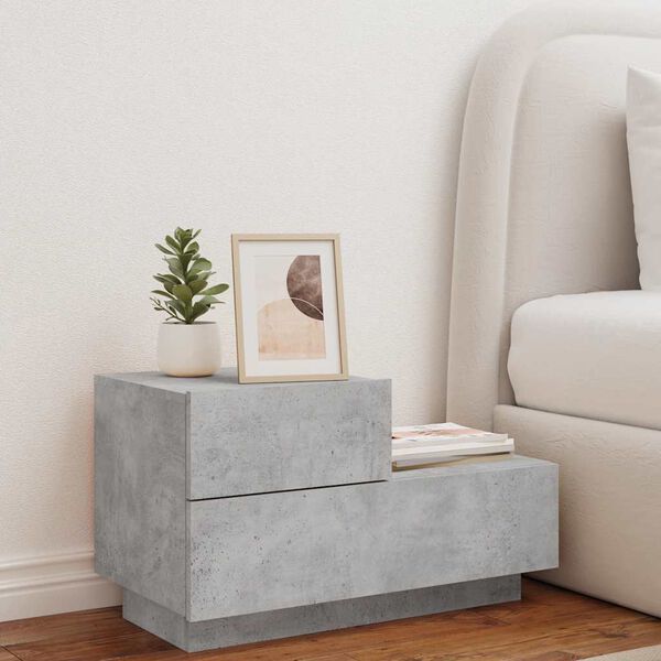 vidaXL Bedside Cabinet Concrete grey Engineered wood Medium
