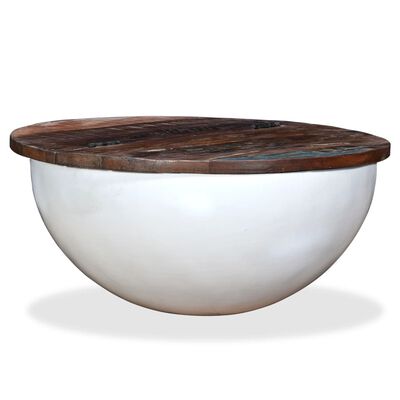 vidaXL Coffee Table Solid Reclaimed Wood White Bowl Shape