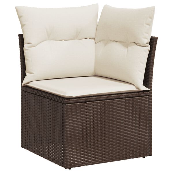 vidaXL Garden Sofa Set Brown PE Rattan 7 Piece Set Modular