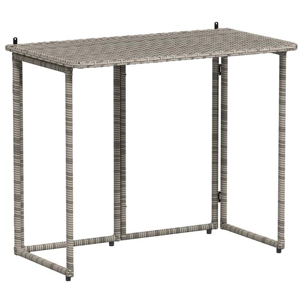 vidaXL Garden Table Grey PE Rattan, Powder-Coated Steel, PC Board