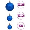 vidaXL 111 Piece Christmas Bauble Set Blue Polystyrene