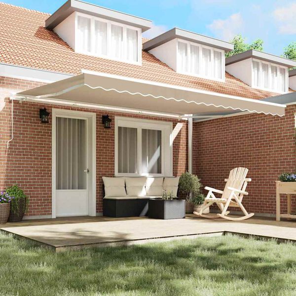 vidaXL Awning Retractable Beige 177.17" x 118.11" Polyester and metal